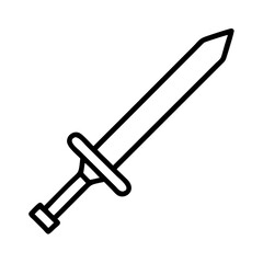 Outline sword vector illustration for medieval weapon design and fantasy rpg game asset with blade and hilt