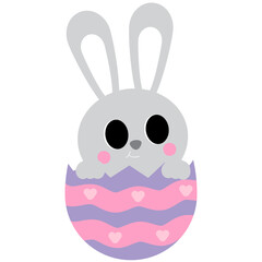 Easter Bunny, Eggs, Basket, Heart, Cute, Cartoon, Holiday, Spring, Festive, Pastel, Kawaii, Animal, Rabbit, Carrot, Greeting, Celebration, Design, Graphic, Illustration, Clip Art