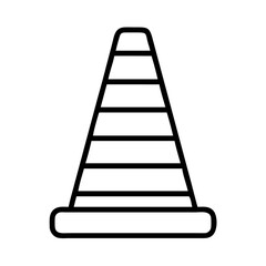 Traffic cone vector icon illustration for road safety and construction site warning symbol in outline style
