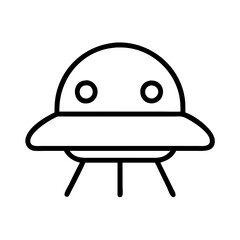 Ufo spaceship alien space travel flying saucer icon illustration vector graphic design simple outline style