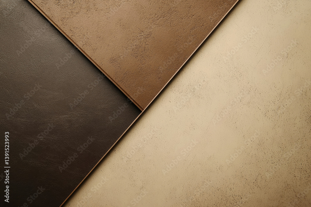 Aufkleber abstract geometric background with three textured color blocks in beige, brown, and dark brown.