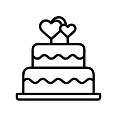 Wedding cake with heart toppers vector icon illustration design for celebration and special occasion 100