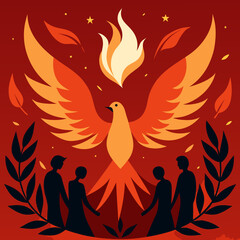 two birds on fire