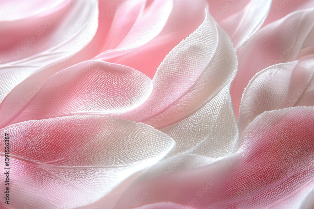 Poster delicate pink and white feathers arranged in a soft, flowing pattern, creating a dreamy and romantic