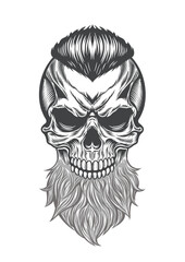 Angry skull with retro hair & beard 29