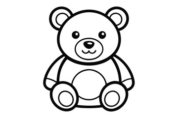 Outline of a Simple Teddy Bear Design With Thick Black Stroke Style