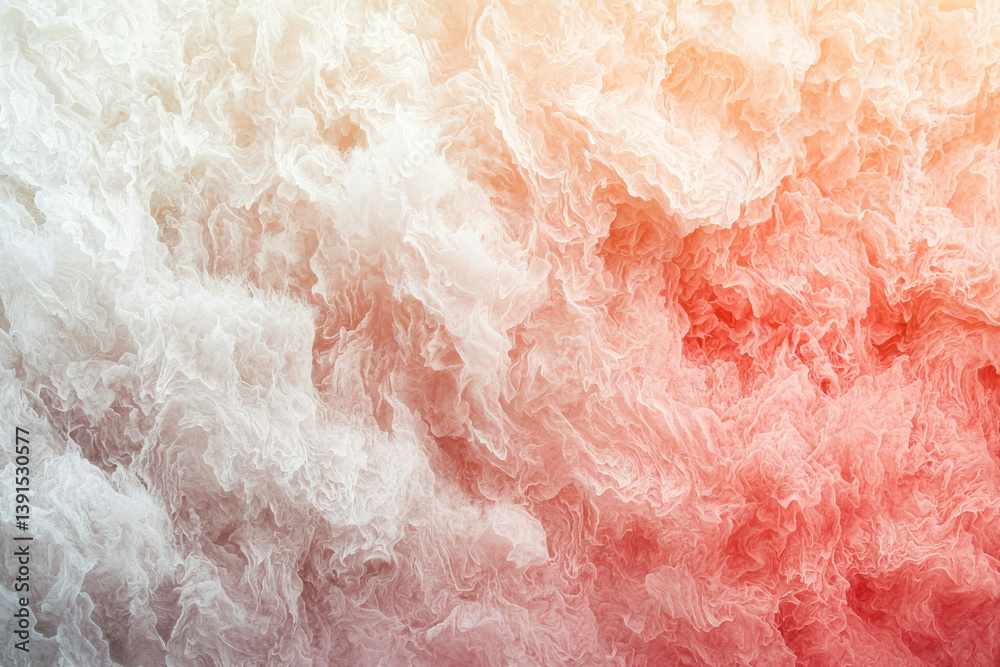Poster abstract art depicting swirling, textured clouds in shades of white and red, creating a dreamy, ethe