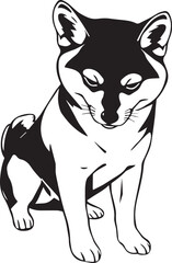 Shiba Inu dog. Hand drawn vector illustration