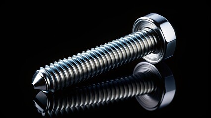 Noir Tech Support: Precision Computer Screw on Black Background