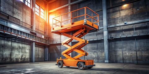 Orange Scissor Lift Industrial Product Photo - Heavy Duty Equipment