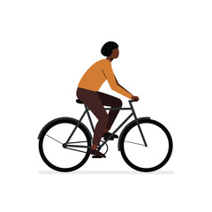 Obraz premium Black person riding bicycle side view flat design illustration