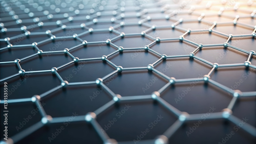 Poster abstract network of interconnected hexagons forming a complex molecular structure and design