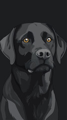 Minimalist Black Labrador Retriever Portrait in Flat Vector Style for Animal Lovers
