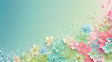 A floral spring gradient with petal pink, light green, and sky blue