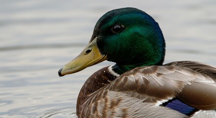 Obraz premium Close Up of Black and White Duck with Natural Side Lighting