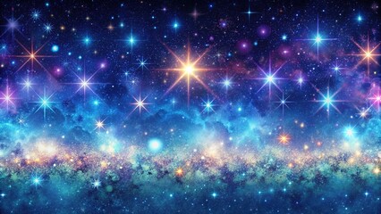 Obraz premium Starry Night Sky Texture Top Border - Seamless Pattern Background