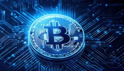 Bitcoin embedded on circuit board illustrating digital verification in decentralized systems