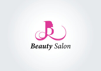 Beauty Salon Logo Pink Elegant Woman Face Hair Studio Design
