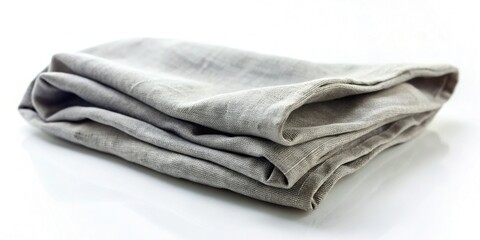 Wrinkled Grey Linen Napkin on Pure White Background -  High-Resolution Stock Photo