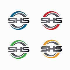 SHS circle letters vector logo icon isolated on white background, initial SHS circle logo