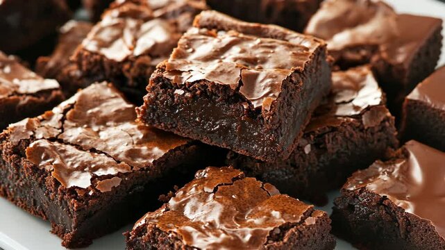 Deliciously fudgy chocolate brownies arranged on a white platter for a dessert treat at a home gathering