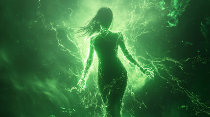 Green Deep With Levita Neon Emerald Soft Glow Outlined