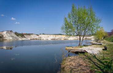 Hegyesd mining lake in the Balaton Uplands, Hungary