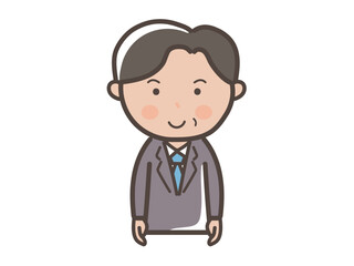 笑顔で正面を向く中年の男性ビジネスマンの上半身イラスト