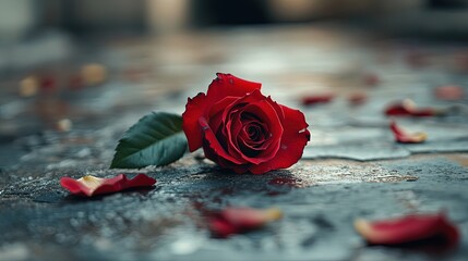 A wilting rose lying on the floor, symbolizing a failed relationship