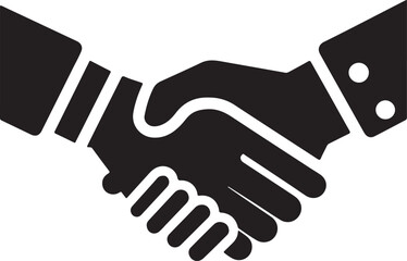Fototapeta premium Silhouette vector of an endorsement handshake symbolizing approval, trust, agreement, business deal, support, and mutual professional understanding.