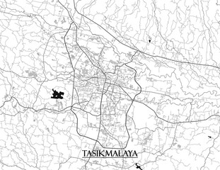 Barcelona, Spain vector map with beach, highways and streets