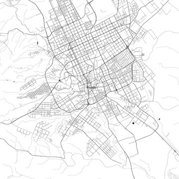 Riyadh, Arab Saudi vector map with beach, highways and streets