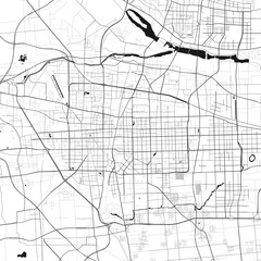 Shijiazhuang, Tiongkok2 vector map with beach, highways and streets