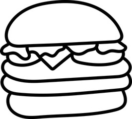 Coloring Page Outline of Cartoon Hamburger. Fast Food. Coloring Book for Kids.