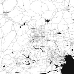 Fototapeta premium Beijing, Tiongkok vector map with beach, highways and streets
