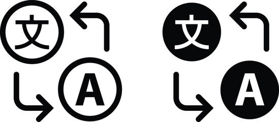 Translate icon in outline style. Simple language change vector illustration 