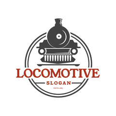 Vintage Vector Illustration Featuring a Train Silhouette with classic emblem elements. Suitable for transportation logo design purposes.