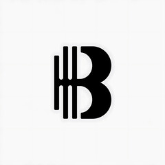 Fototapeta premium Modern Minimalist 'B' Icon with Vertical Line Design
