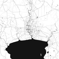 Bangkok, Thailand vector map with beach, highways and streets