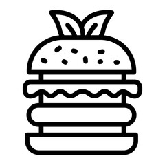 Vegetarian Burger Vector Line Icon Design