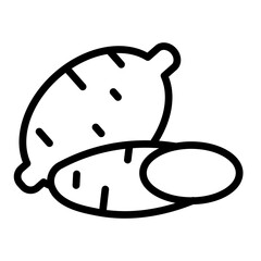 Sweet Potato Vector Line Icon Design