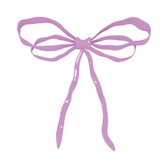 Pink 3D bow with plastic effect. Bow in cute doll style. Vector illustration