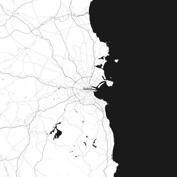 Dublin vector map with beach, highways and streets