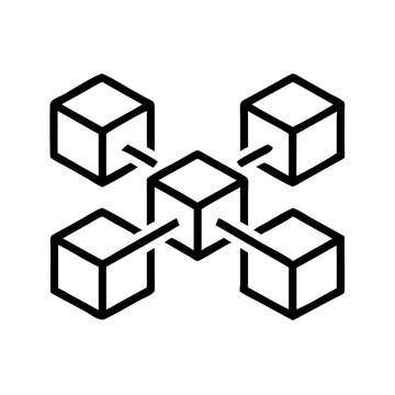 Blockchain technology network connection concept with cube nodes and lines vector illustration