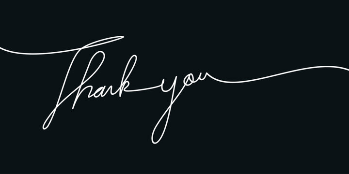 Thank You handwritten inscription Continuous thin line. One line drawing of phrase vector illustration for t-shirt, slogan design print graphics style