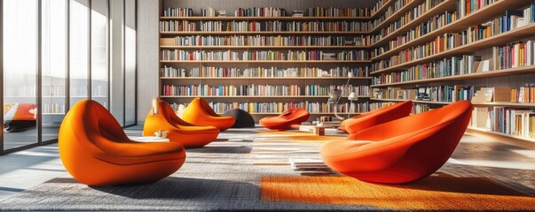Modern library with comfortable seating