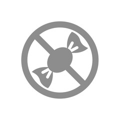 No sugar vector sign. Sugar free crossed prohibition icon.