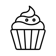 Cupcake outline vector drawing illustration delicious dessert bakery sweet treat design element clip art image