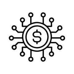 Digital currency technology blockchain dollar coin vector illustration for finance and economy one hundred