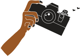 camera holding by a woman